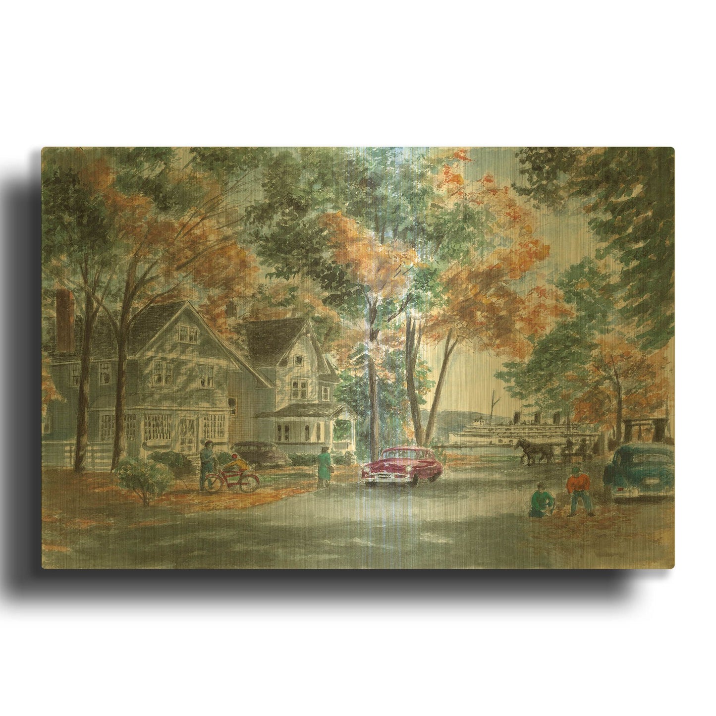'Autumn On Glenn Dr.' By Stanton Manolakas Gold Metal Wall Art