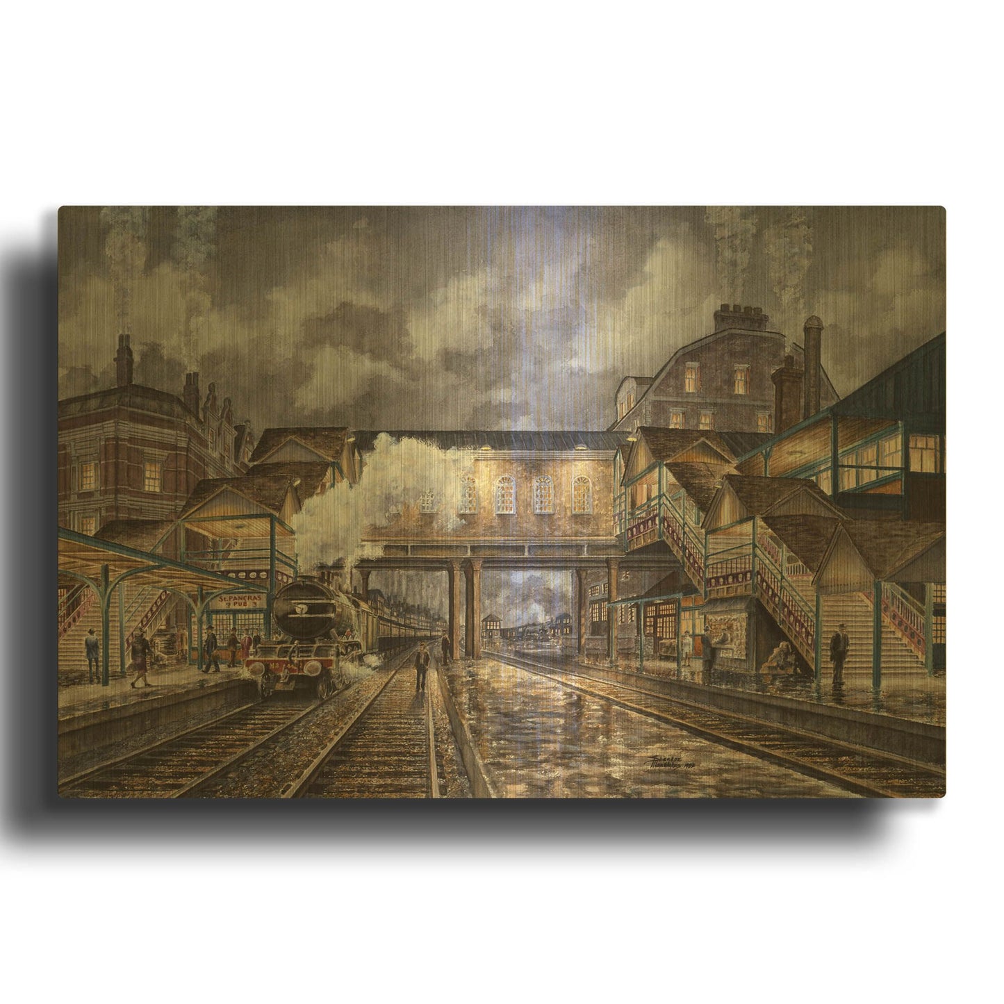 'Night Train To Edinbourough' By Stanton Manolakas Gold Metal Wall Art