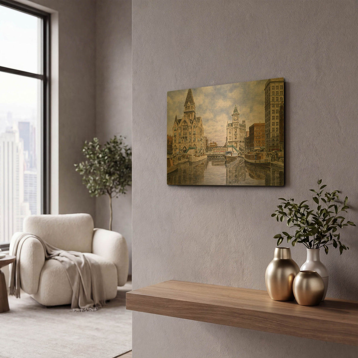 'Dewitt Clinton Square, Ca. 1907, Syracuse Ny' By Stanton Manolakas Gold Metal Wall Art