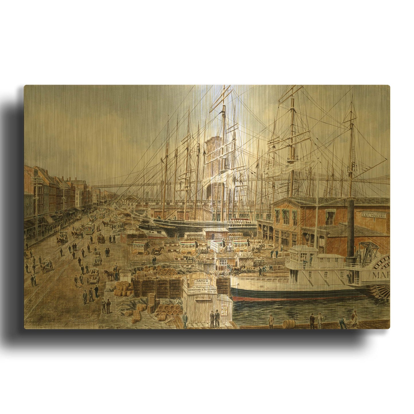 'Wall St. Ferry, Ny' By Stanton Manolakas Gold Metal Wall Art