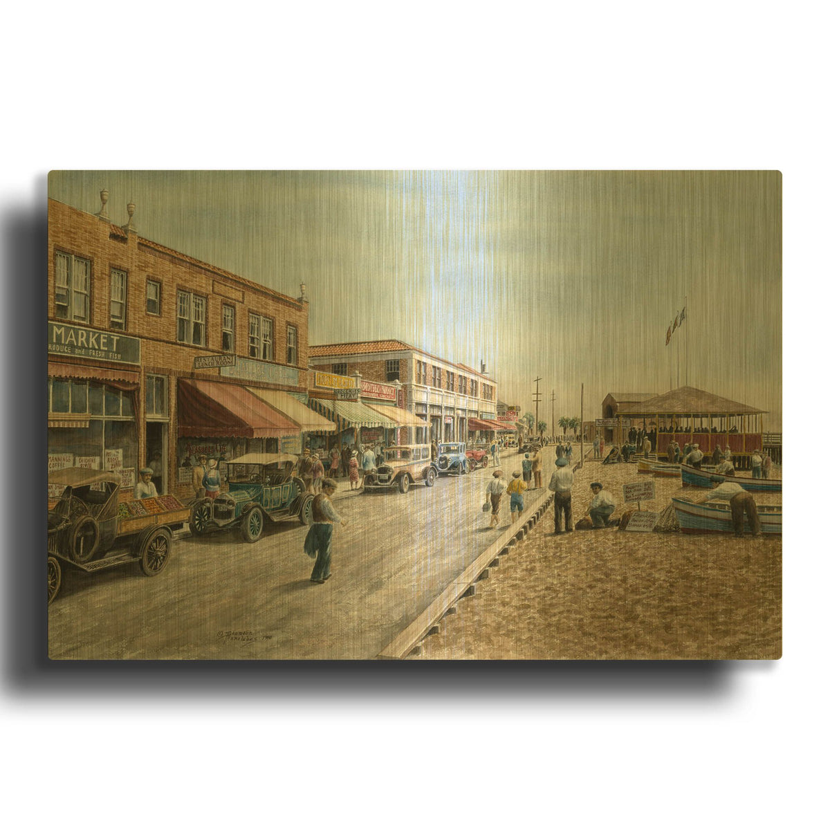 'Newport Beach, Ca 1926' By Stanton Manolakas Gold Metal Wall Art