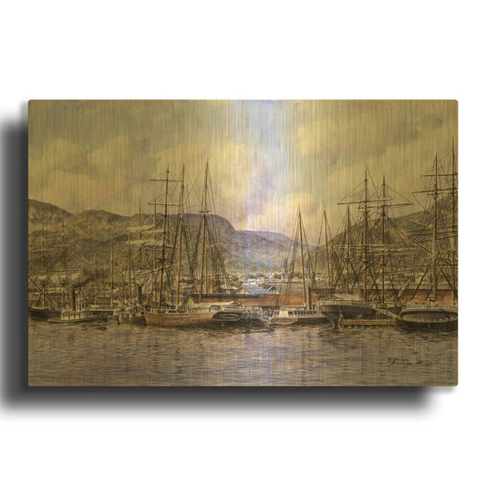 'Honolulu Harbor, Ca. 1898' By Stanton Manolakas Gold Metal Wall Art