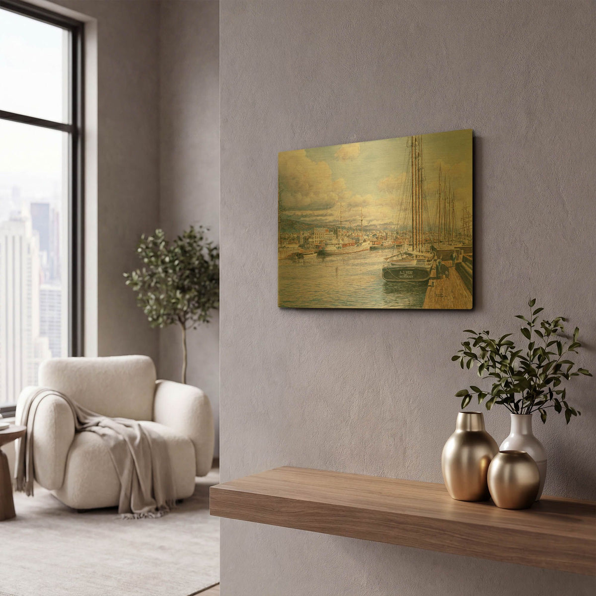 'San Pedro Sunrise, Ca. 1913' By Stanton Manolakas Gold Metal Wall Art