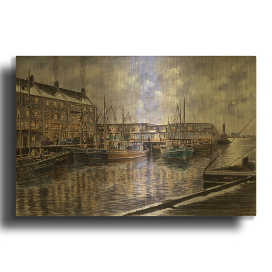 'Boston The Commercial Wharf' By Stanton Manolakas Gold Metal Wall Art