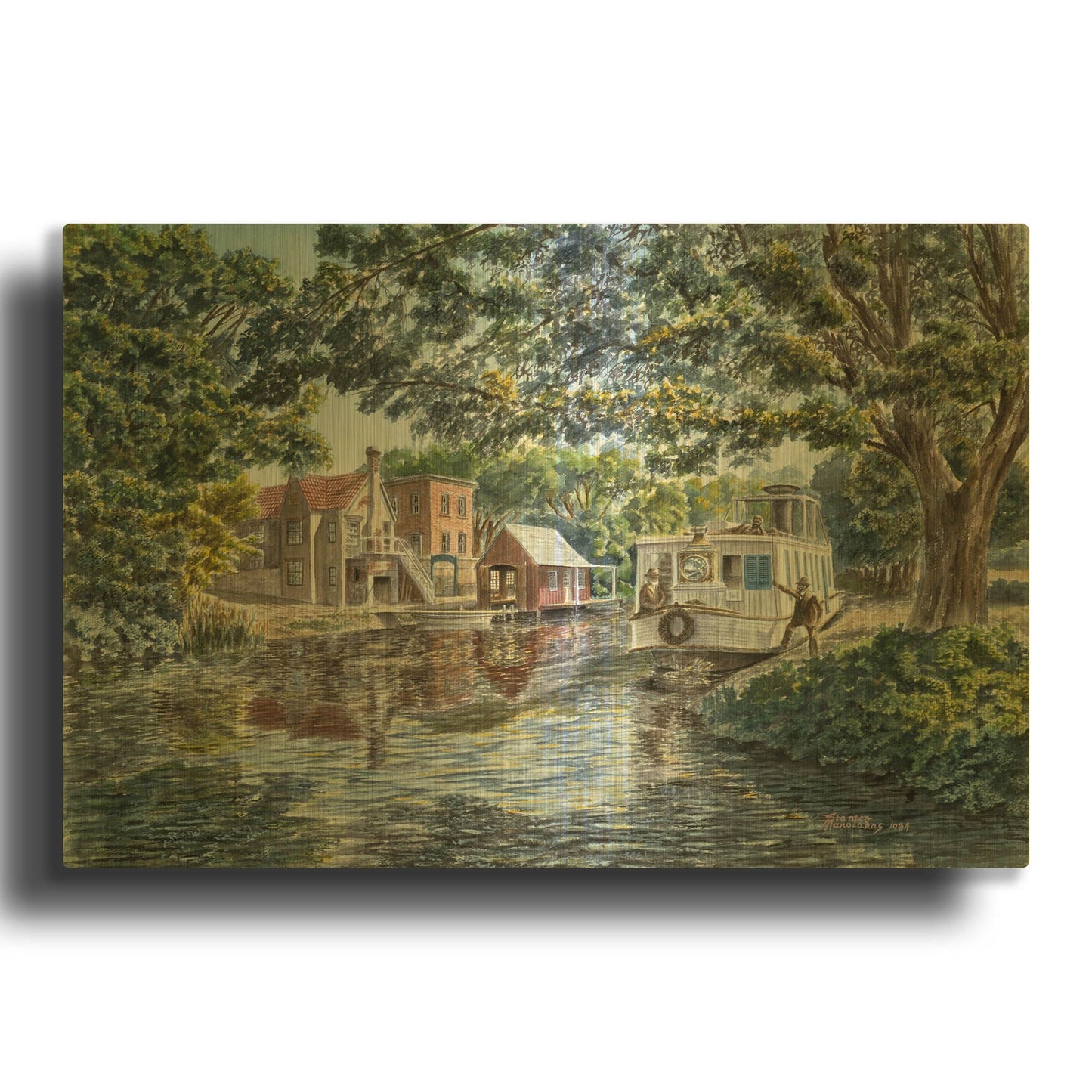 'The Excursion Boat' By Stanton Manolakas Gold Metal Wall Art