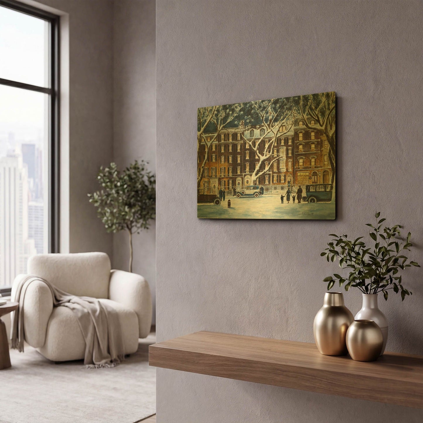 'Beacon Street, Ma. 1926' By Stanton Manolakas Gold Metal Wall Art