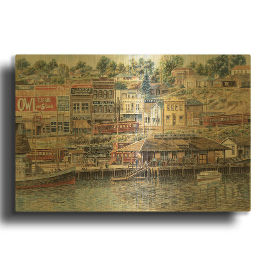 'San Pedro Harbor' By Stanton Manolakas Gold Metal Wall Art
