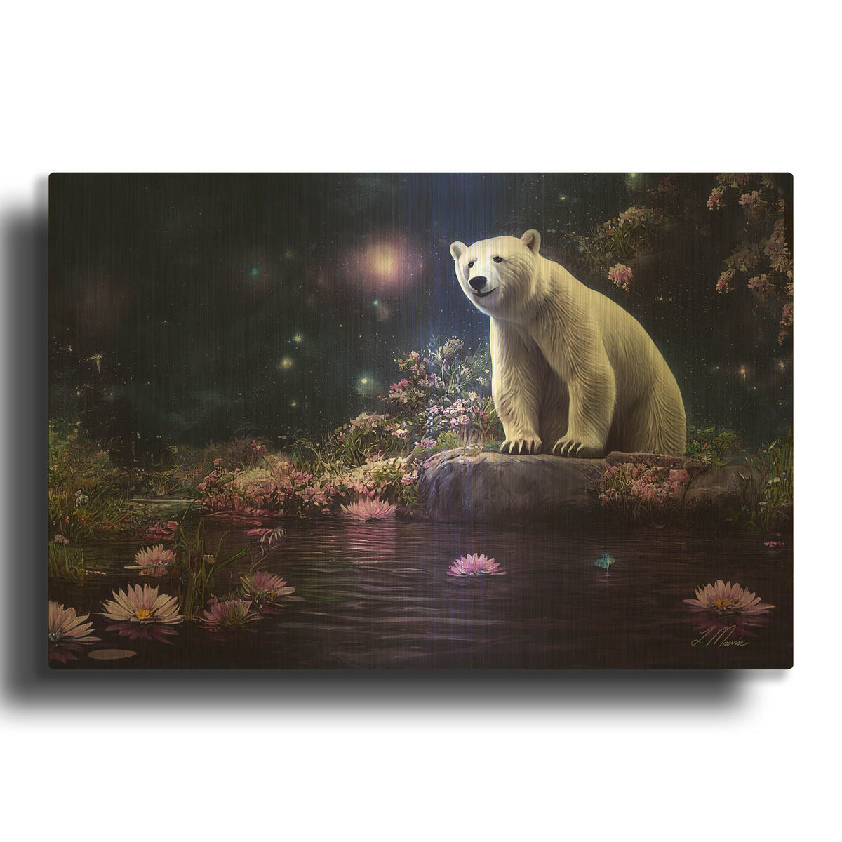 'Gazing Polar Bear' By Tanya Mavric Gold Metal Wall Art