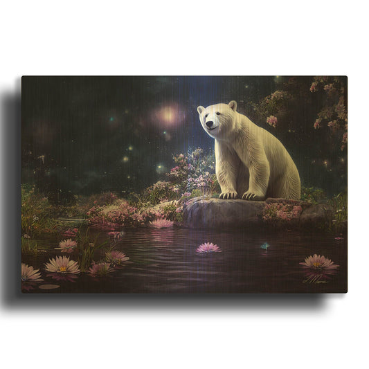 'Gazing Polar Bear' By Tanya Mavric Gold Metal Wall Art