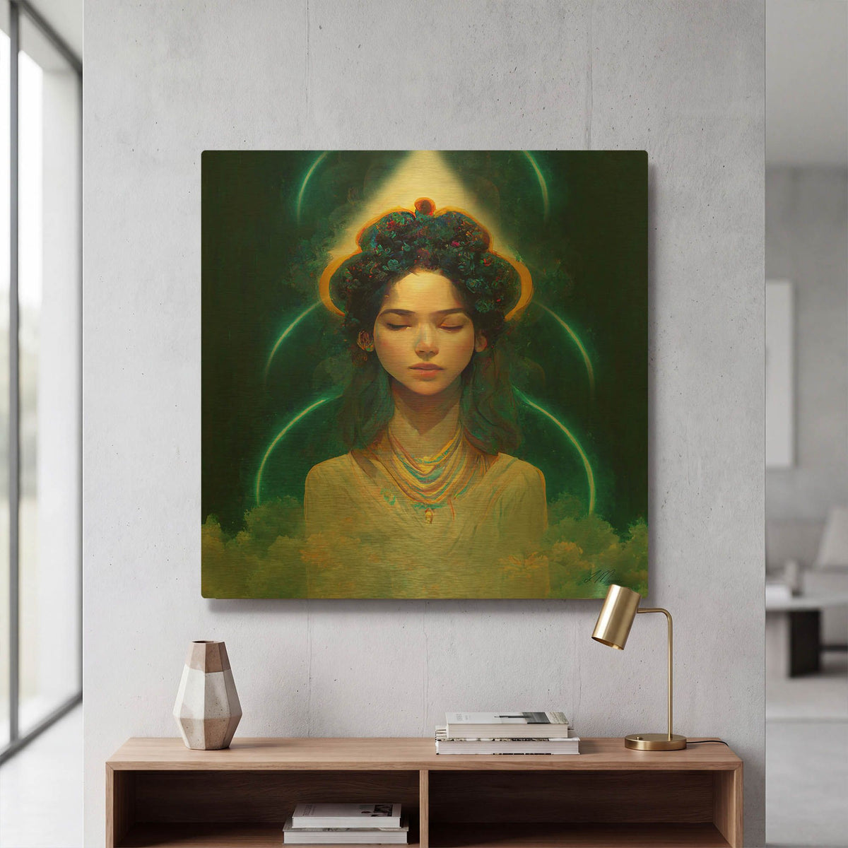 'Goddess in Heavenly Realms' By Tanya Mavric Gold Metal Wall Art