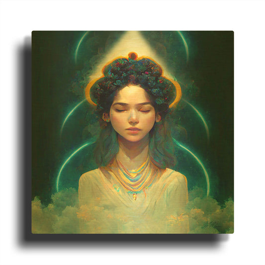 'Goddess in Heavenly Realms' By Tanya Mavric Gold Metal Wall Art