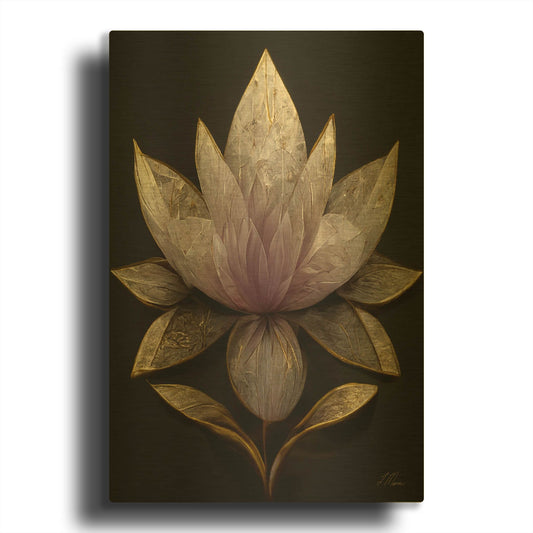 'Golden Leaf Lotus' By Tanya Mavric Gold Metal Wall Art