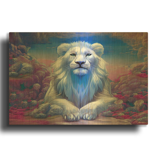'Lions Watchout Mystical Land' By Tanya Mavric Gold Metal Wall Art