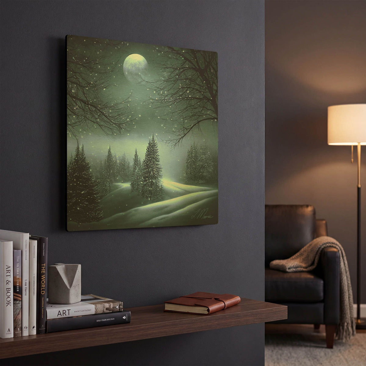 'A Chirstmas Land Untouched 1' By Tanya Mavric Gold Metal Wall Art
