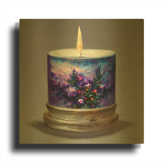 'Christmas Candle 4' By Tanya Mavric Gold Metal Wall Art