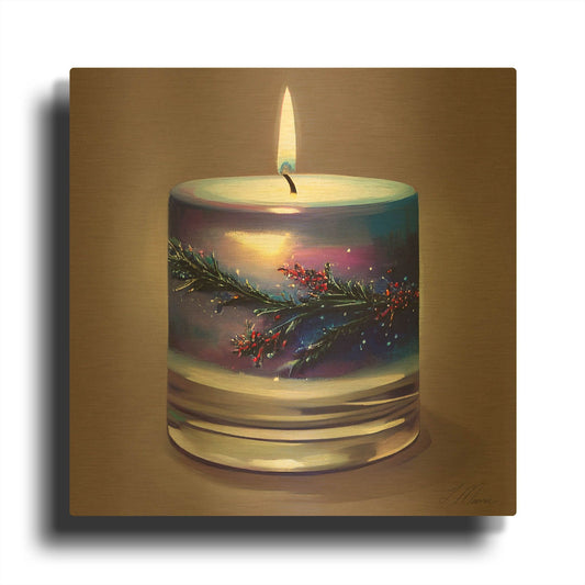 'Christmas Candle 6' By Tanya Mavric Gold Metal Wall Art