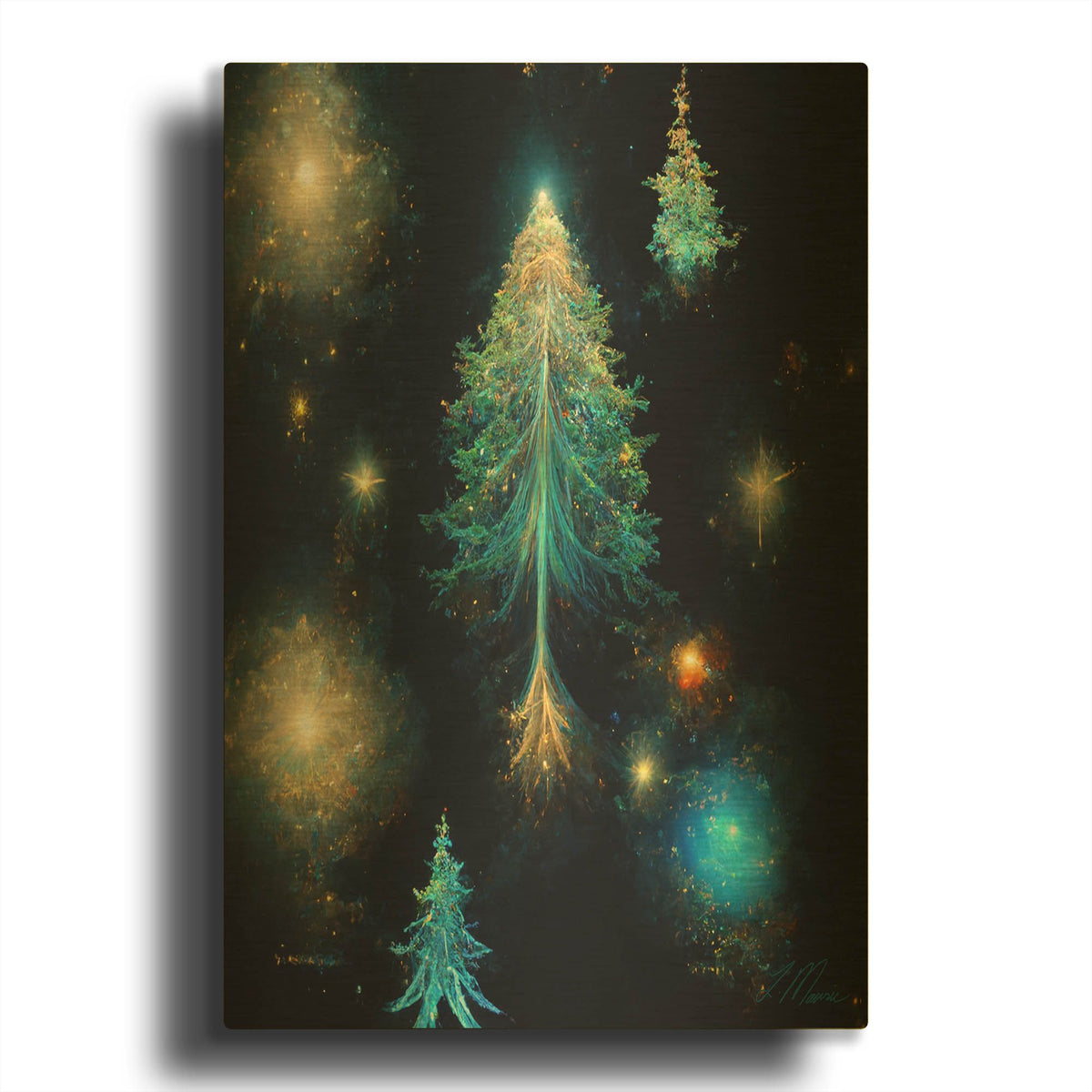 'Christmas Tree 4' By Tanya Mavric Gold Metal Wall Art