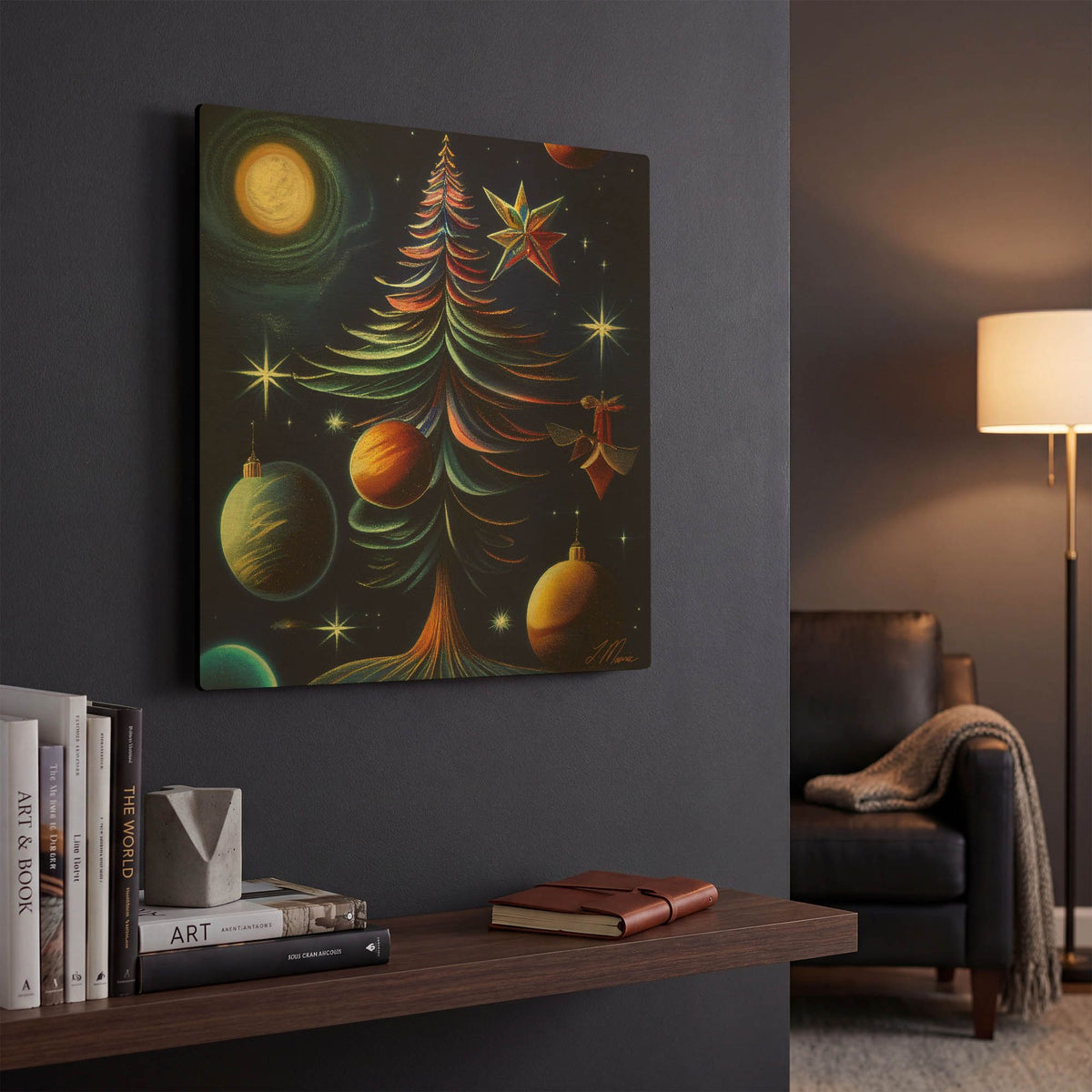 'Christmas Tree Collection 1' By Tanya Mavric Gold Metal Wall Art
