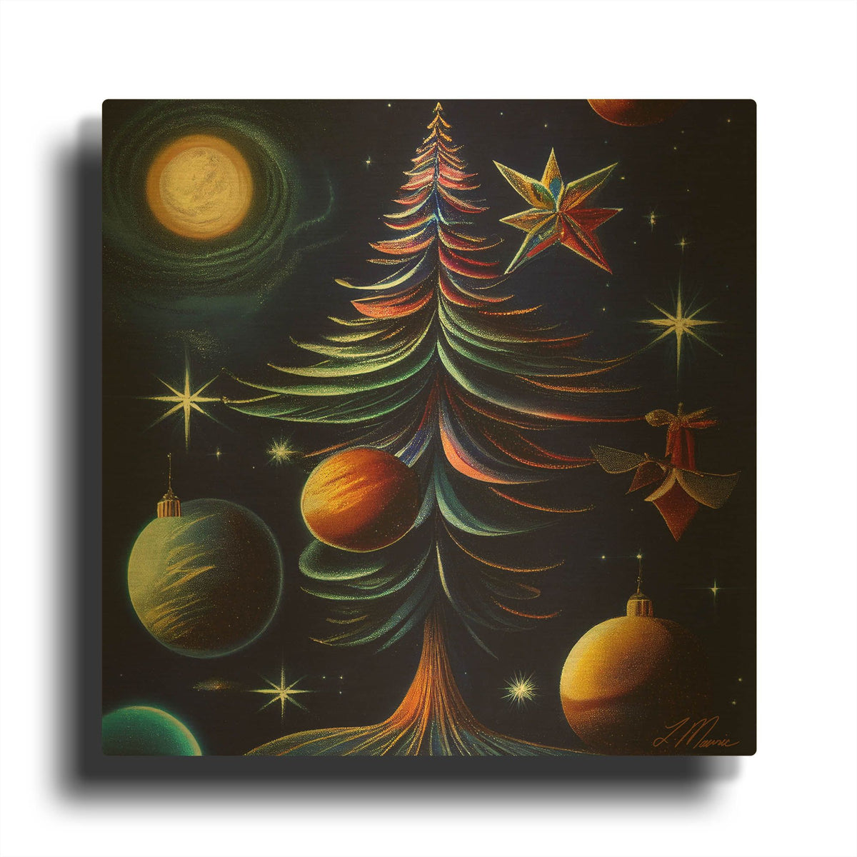 'Christmas Tree Collection 1' By Tanya Mavric Gold Metal Wall Art