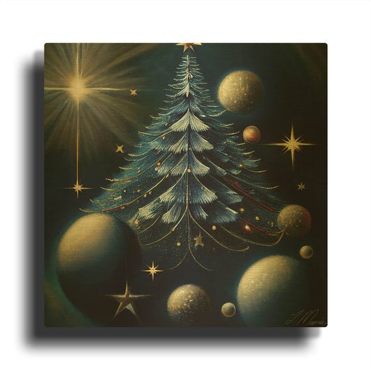 'Christmas Tree Collection 5' By Tanya Mavric Gold Metal Wall Art