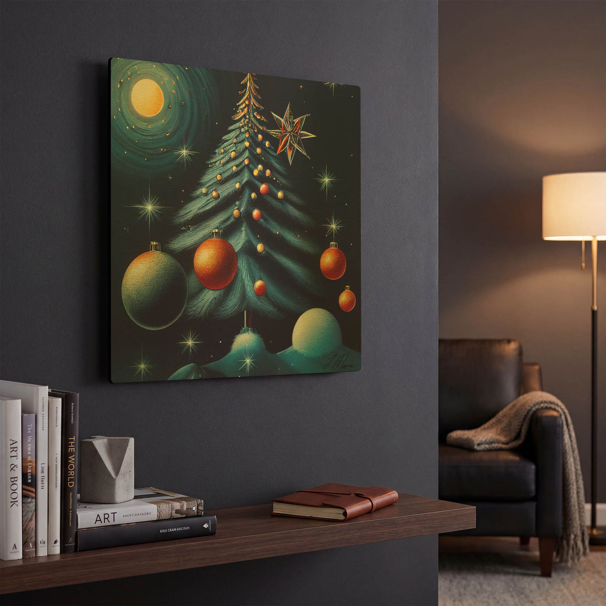 'Christmas Tree Collection 6' By Tanya Mavric Gold Metal Wall Art