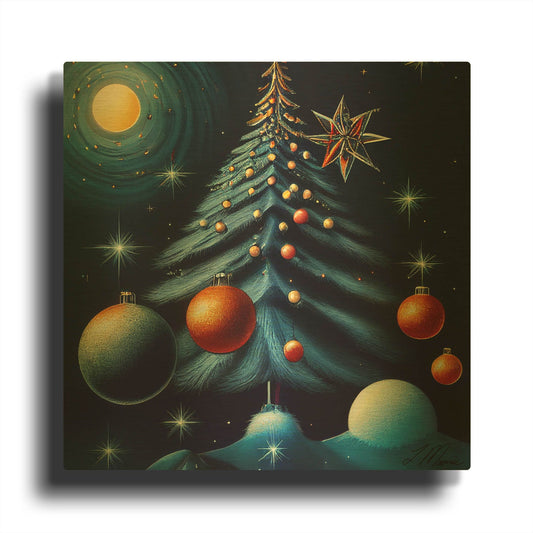 'Christmas Tree Collection 6' By Tanya Mavric Gold Metal Wall Art