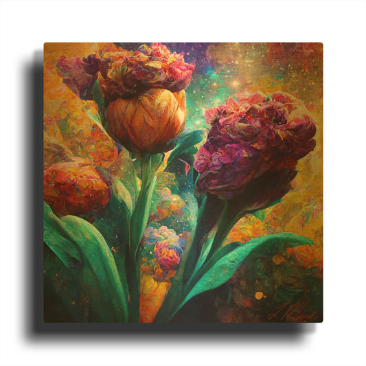 'Flowers Visionary Bloom 2' By Tanya Mavric Gold Metal Wall Art
