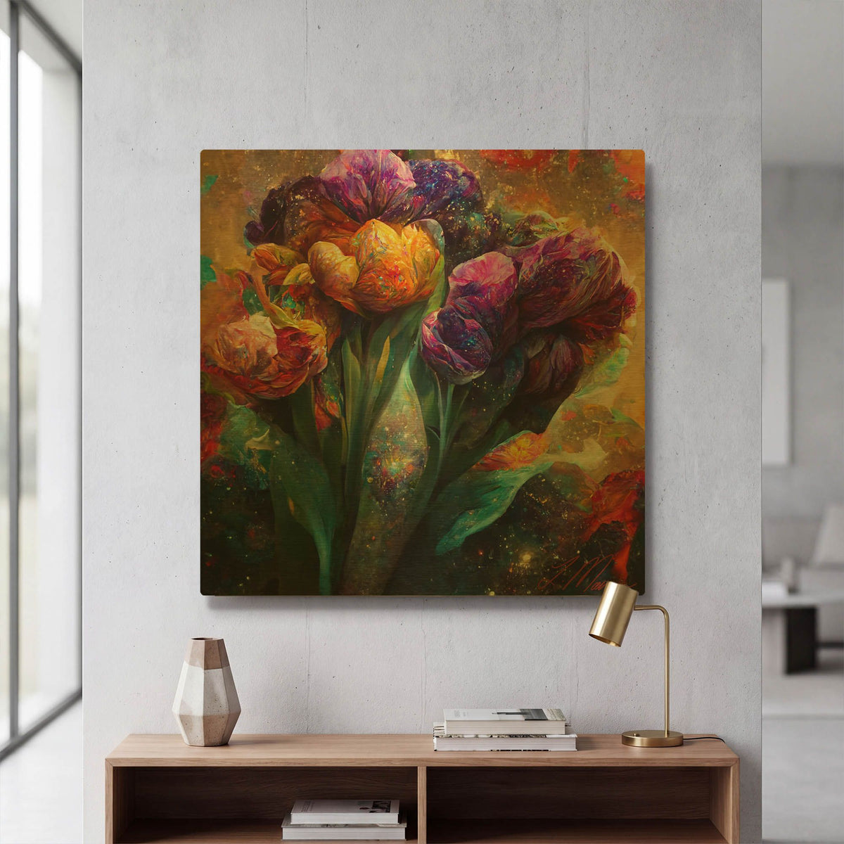 'Flowers Visionary Bloom 3' By Tanya Mavric Gold Metal Wall Art