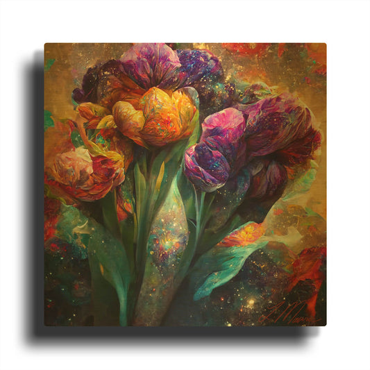 'Flowers Visionary Bloom 3' By Tanya Mavric Gold Metal Wall Art