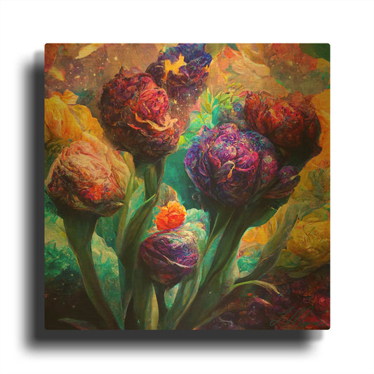 'Flowers Visionary Bloom 5' By Tanya Mavric Gold Metal Wall Art