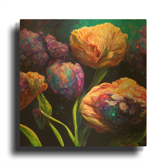 'Flowers Visionary Bloom 6' By Tanya Mavric Gold Metal Wall Art