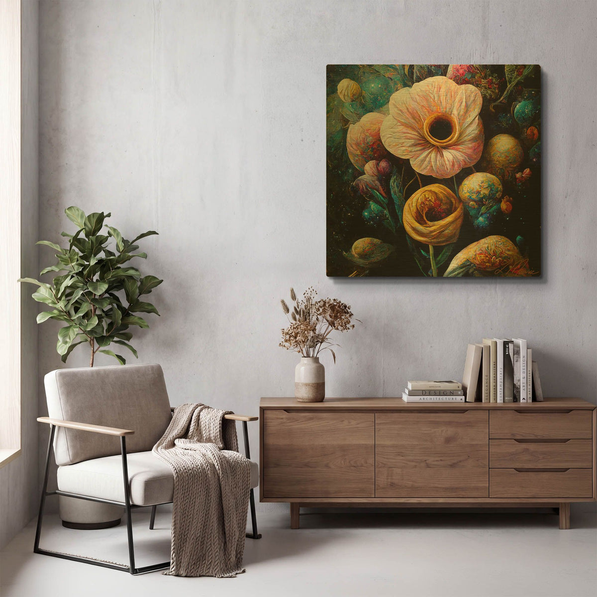 'Flowers Visionary Flower' By Tanya Mavric Gold Metal Wall Art