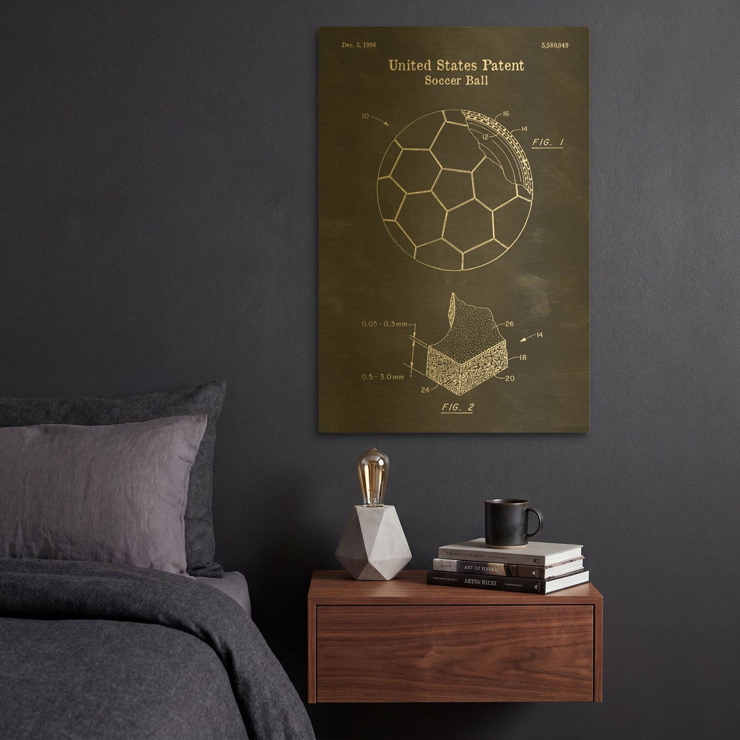 'Soccer Ball Blueprint Patent Chalkboard' By LUXE Gold Metal Wall Art