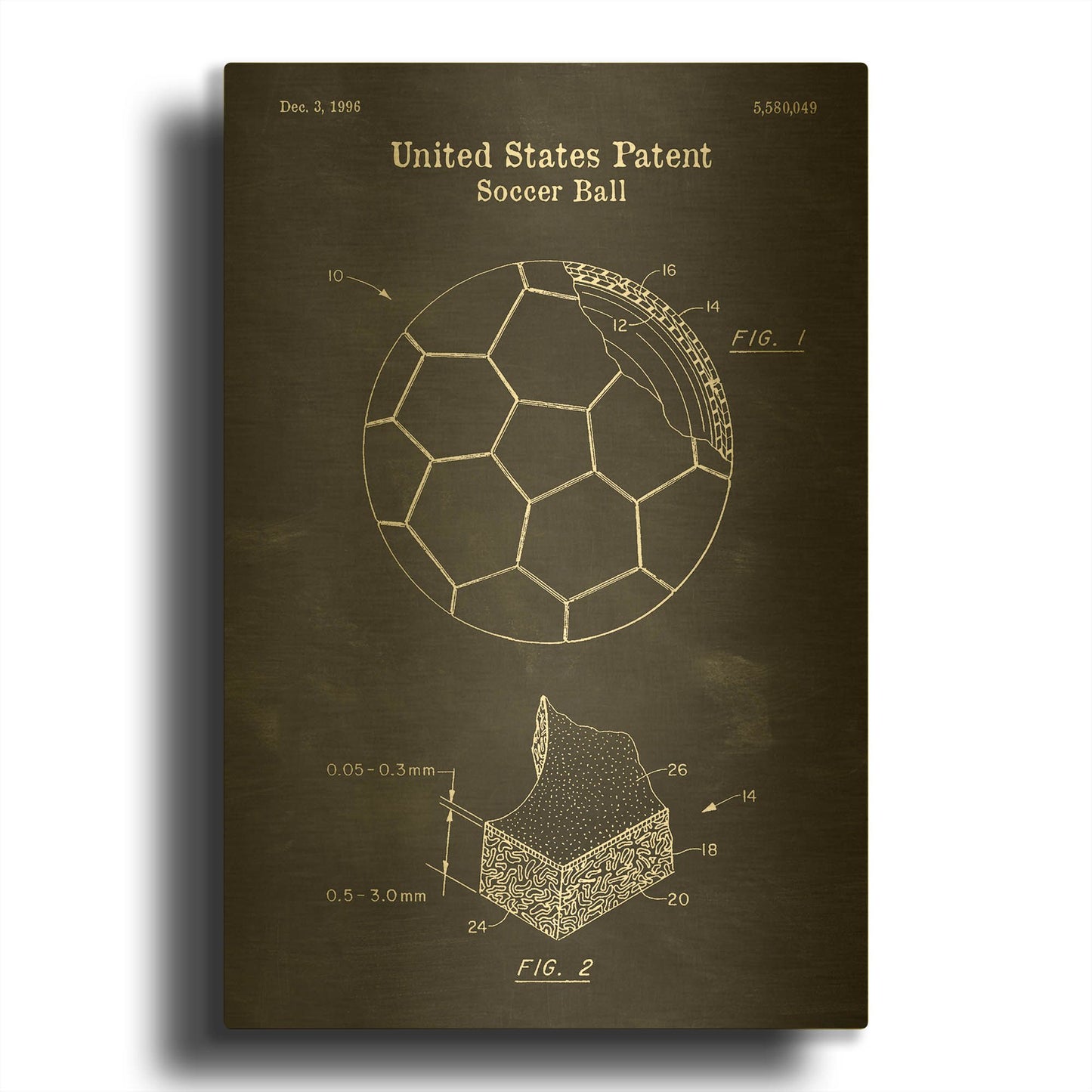 'Soccer Ball Blueprint Patent Chalkboard' By LUXE Gold Metal Wall Art
