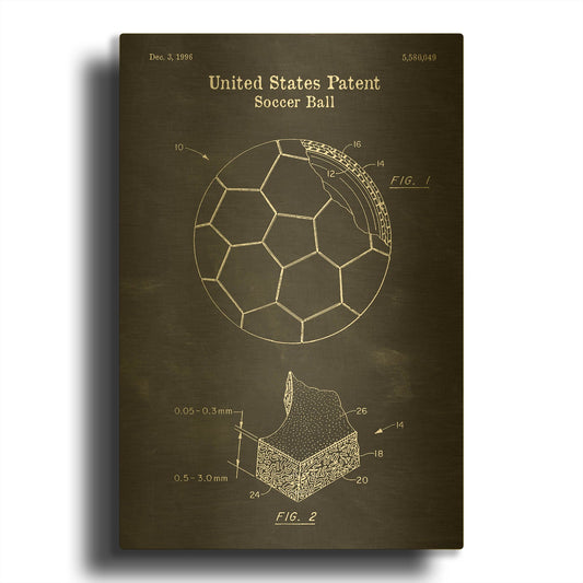 'Soccer Ball Blueprint Patent Chalkboard' By LUXE Gold Metal Wall Art