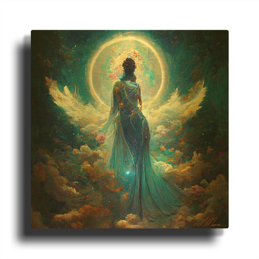 'Goddess with the Moon' By Tanya Mavric Gold Metal Wall Art