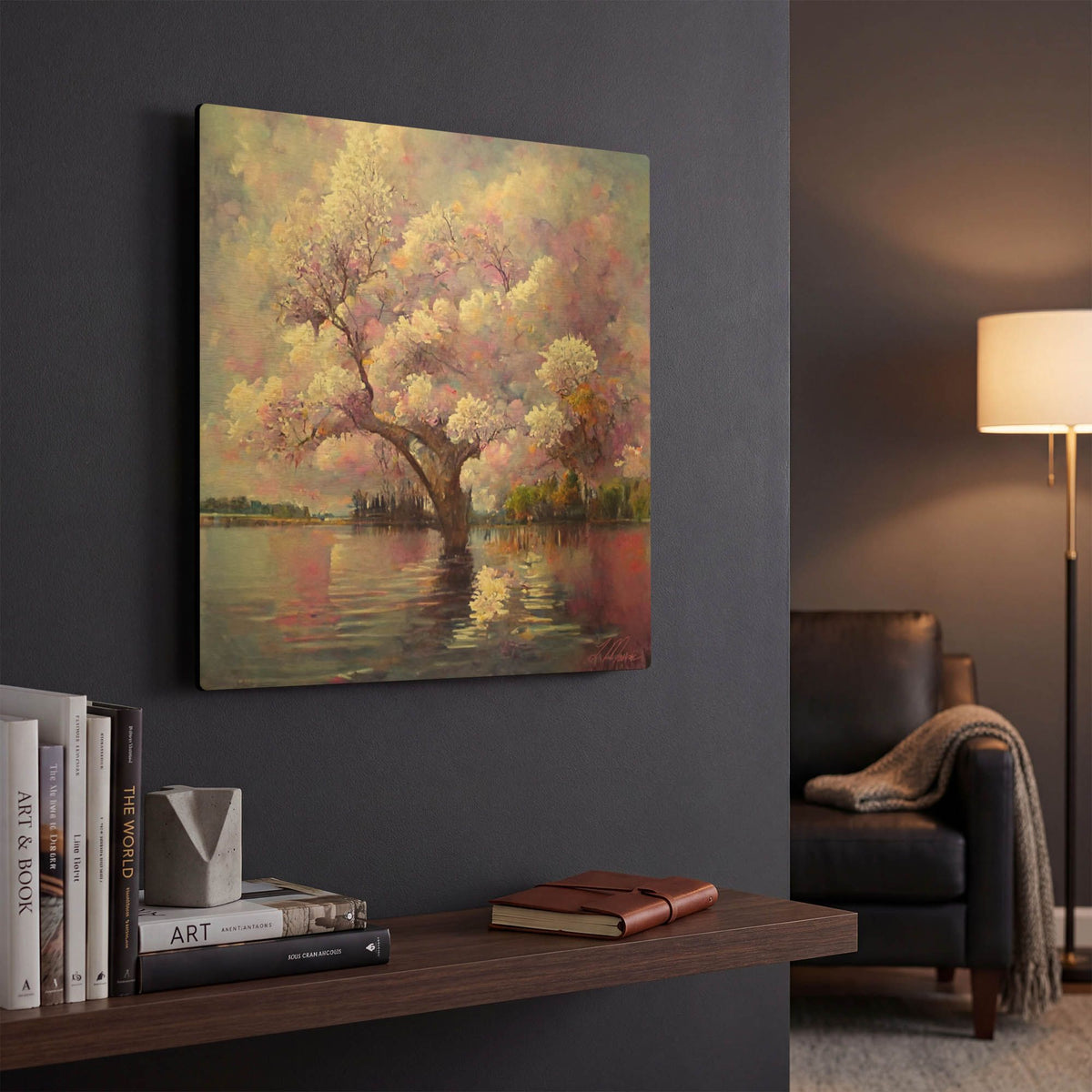 'Lonely Lake Original' By Tanya Mavric Gold Metal Wall Art