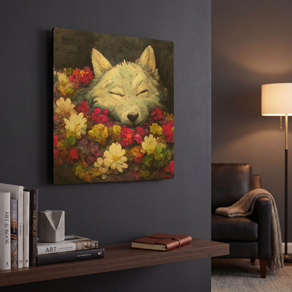 'Sleeping Wolf' By Tanya Mavric Gold Metal Wall Art