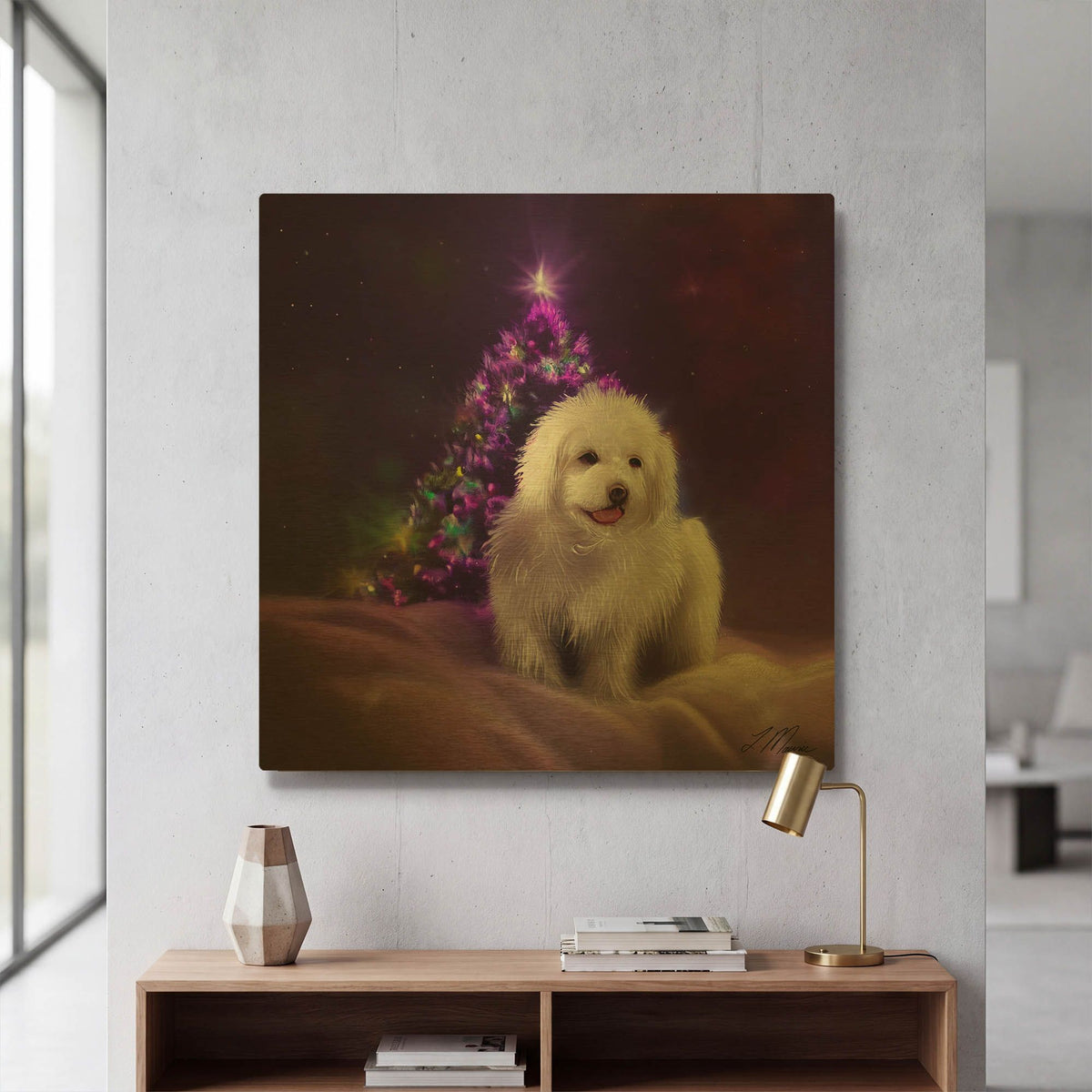 'Waiting on Christmas 3' By Tanya Mavric Gold Metal Wall Art