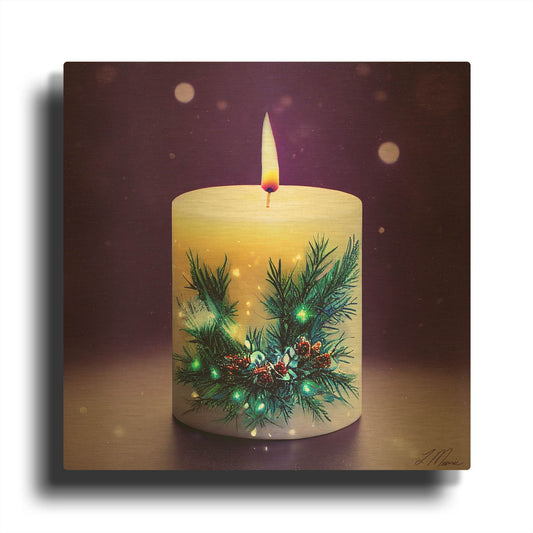 'Christmas Candle 3' By Tanya Mavric Gold Metal Wall Art