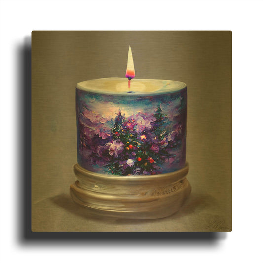 'Christmas Candle 7' By Tanya Mavric Gold Metal Wall Art