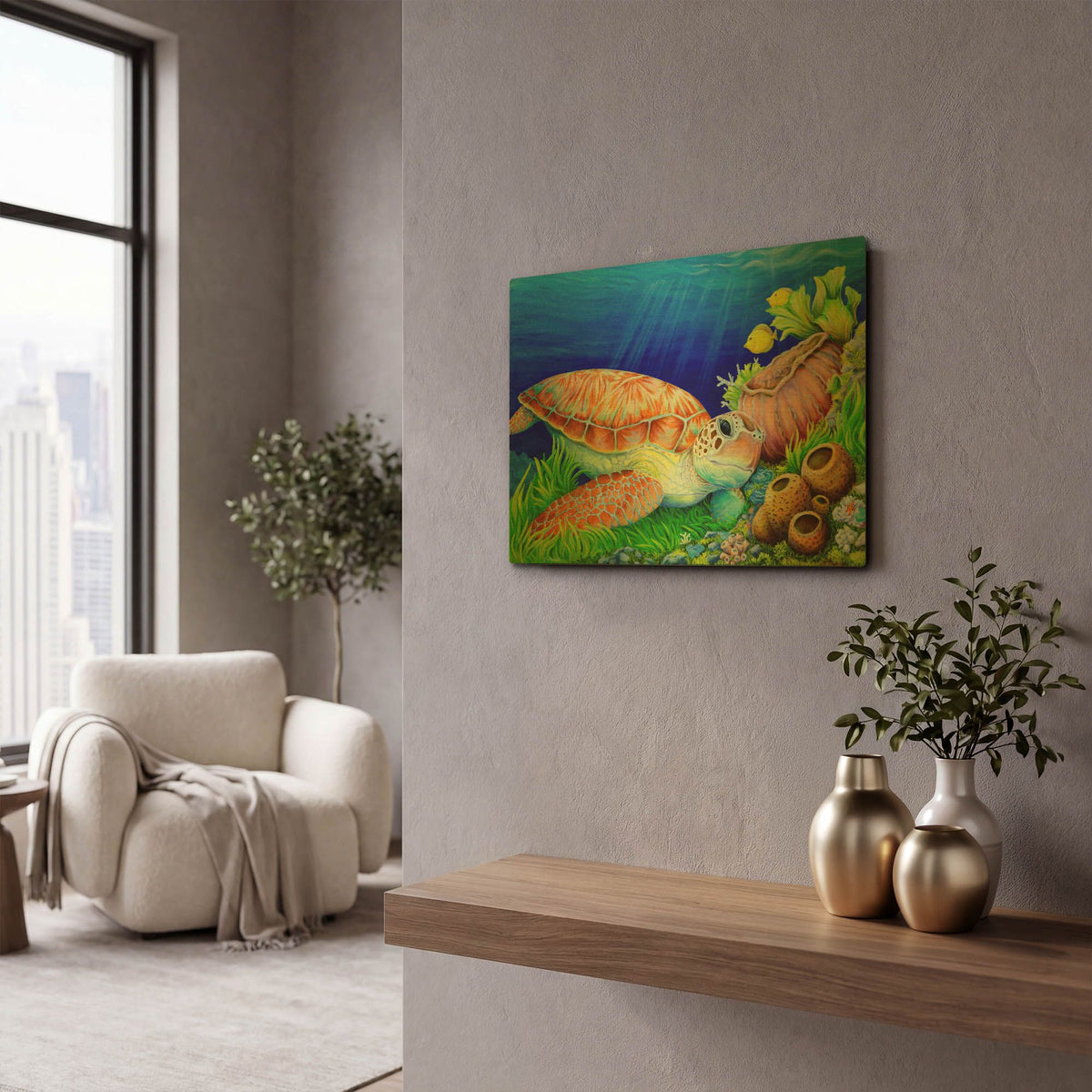 'Escape to Molokini' By Tim Marsh Gold Metal Wall Art