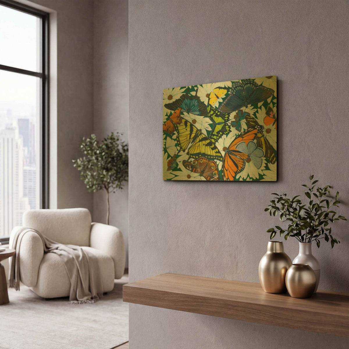 'Butterfly Collage' By Tim Marsh Gold Metal Wall Art