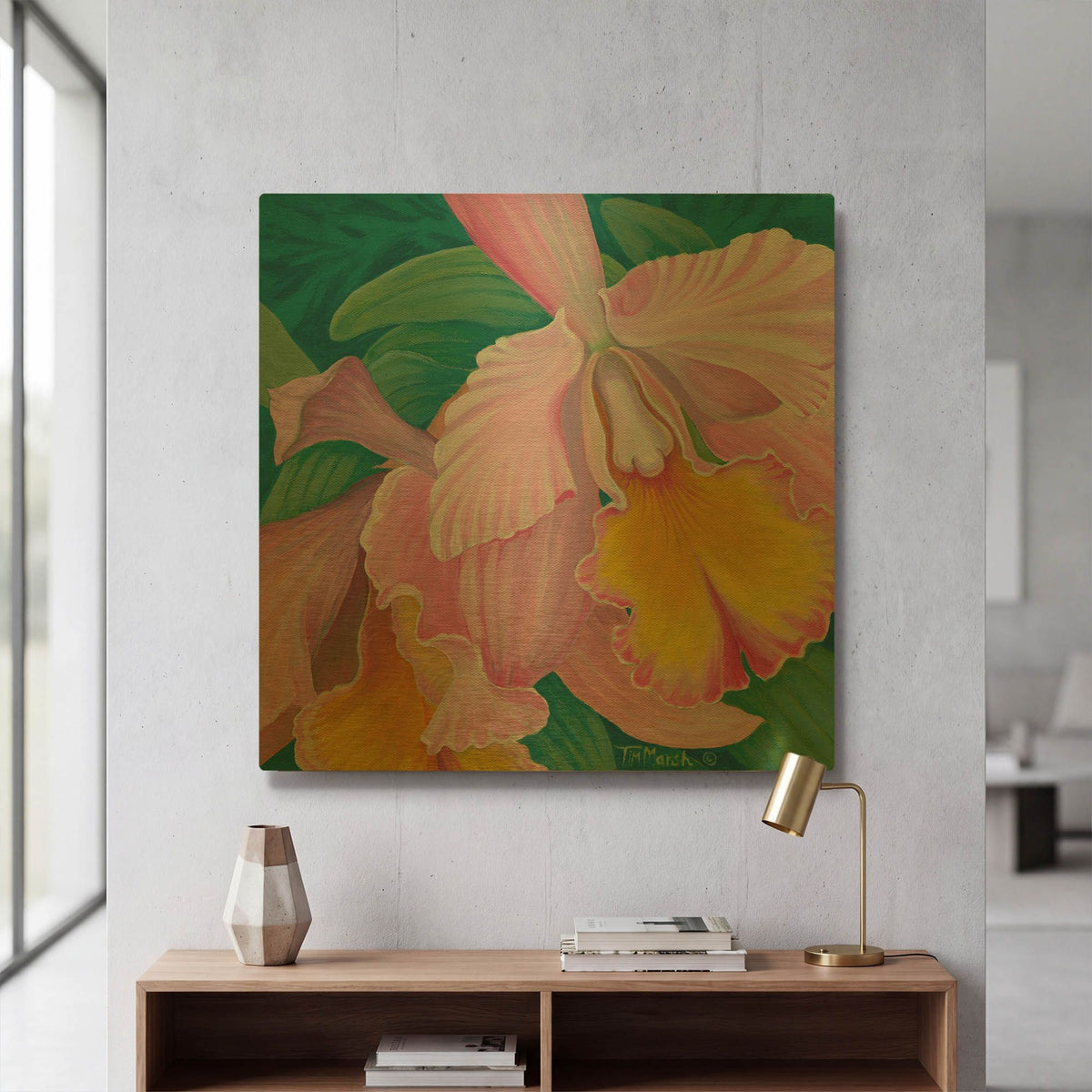 'Orchid Series 4' By Tim Marsh Gold Metal Wall Art