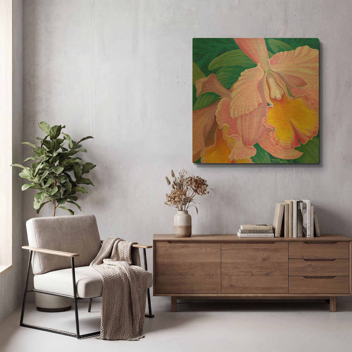 'Orchid Series 4' By Tim Marsh Gold Metal Wall Art