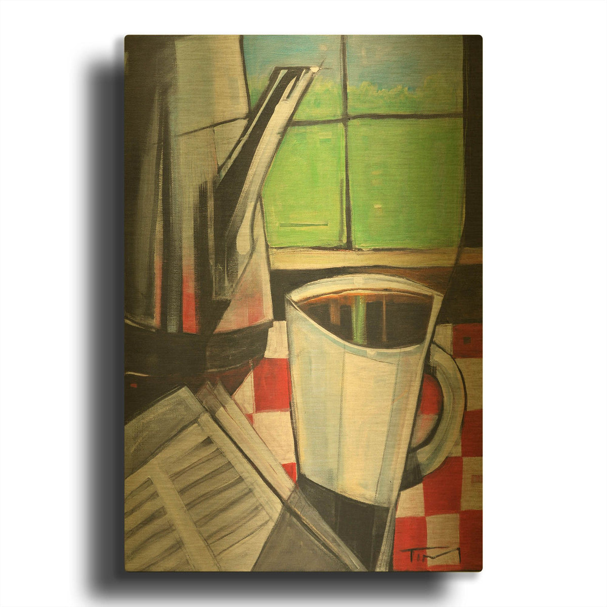 'Coffee And Morning News' By Tim Nyberg Gold Metal Wall Art