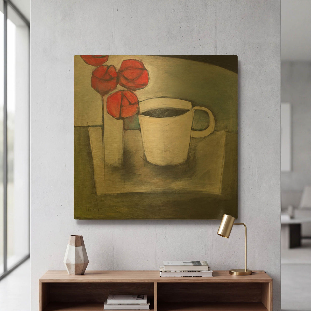 'Coffee And Roses' By Tim Nyberg Gold Metal Wall Art