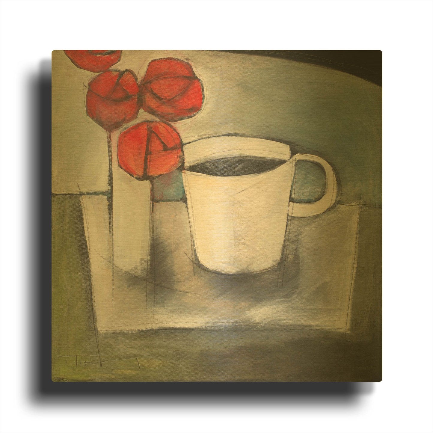 'Coffee And Roses' By Tim Nyberg Gold Metal Wall Art