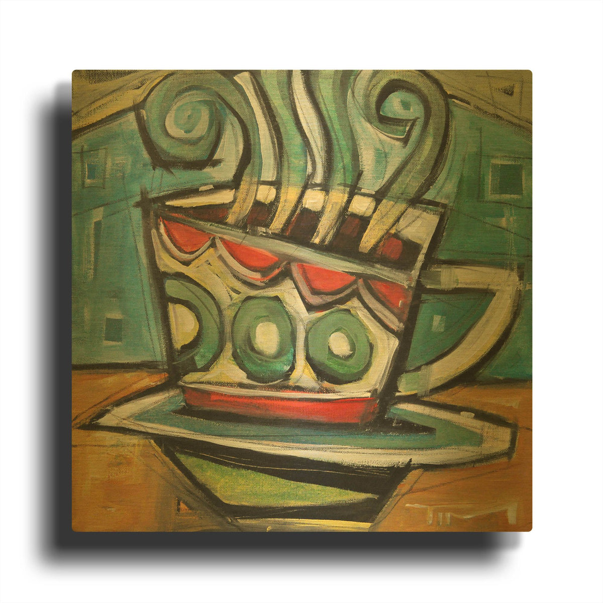 'Coffee Cup 2' By Tim Nyberg Gold Metal Wall Art