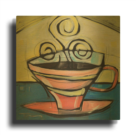 'Coffee Cup 4' By Tim Nyberg Gold Metal Wall Art